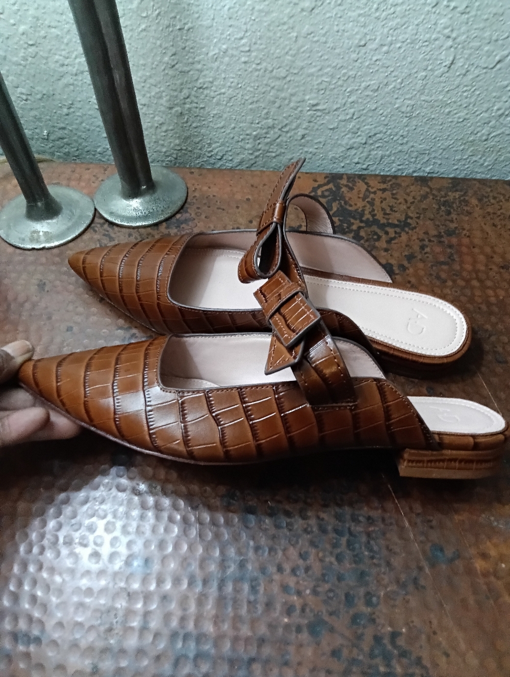 AD & Daughters Sz. 8.5 NWT Jemma Croco Embossed Leather Mule - Picture 10 of 13